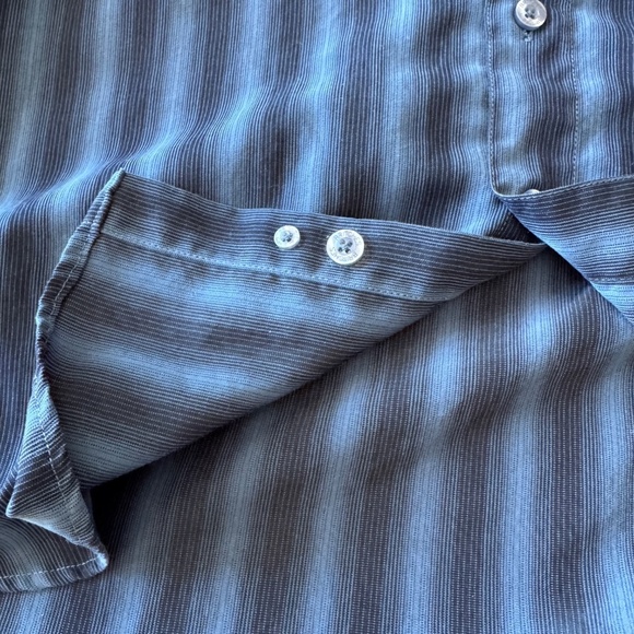 Britches Men's Long‎ Sleeve Button Up Shirt Blue/Black Size Medium Velvet Feel - Picture 9 of 13